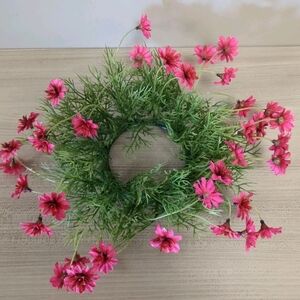 3" Pink Star Daisy Candle Ring Decor